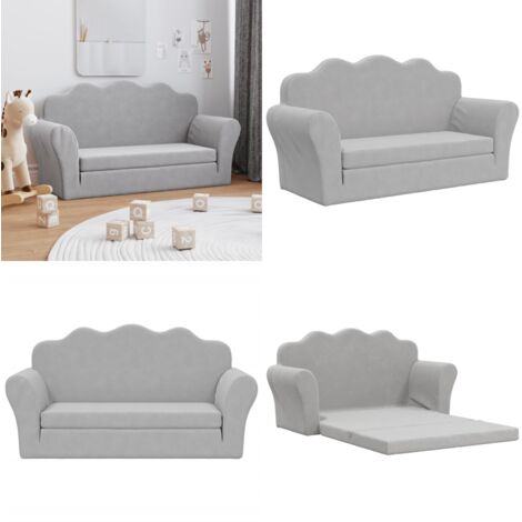 Divano Letto Bambini a 2 Posti Grigio Chiaro in Morbido Peluche - Divano per bambini 2 posti - Poltrona per bambini