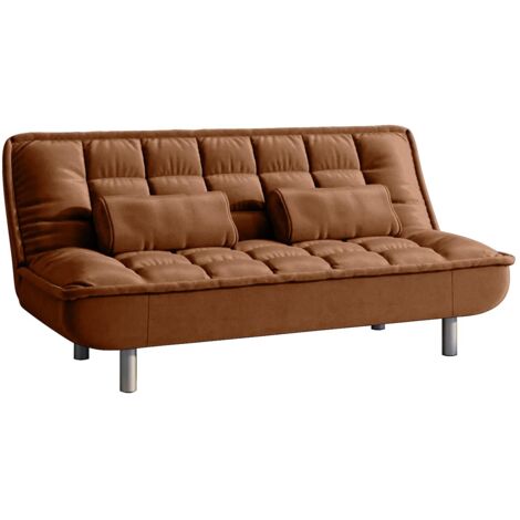 Divano letto clic clac in tessuto Caramello - MISHAN