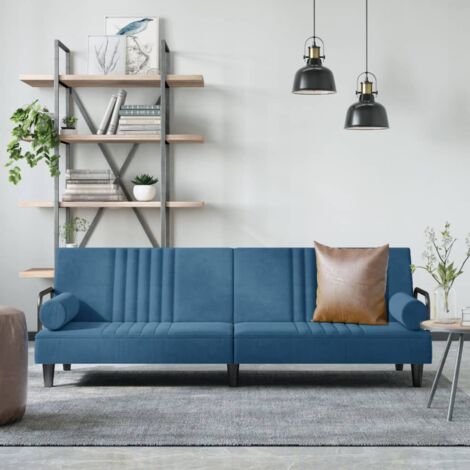 Divano Letto con Braccioli Blu in Velluto vidaXL