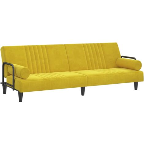 Divano Letto con Braccioli Giallo in Velluto vidaXL