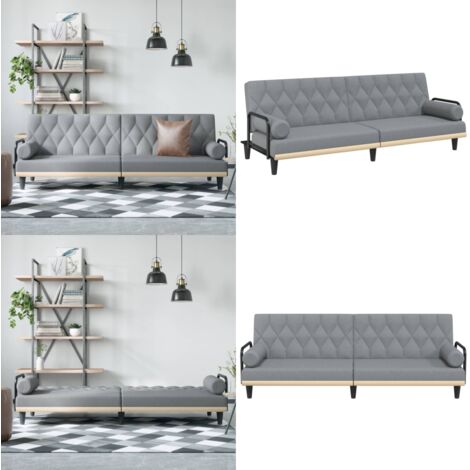 Divano Letto con Braccioli Grigio Chiaro in Tessuto - Divano letto - Letto con braccioli