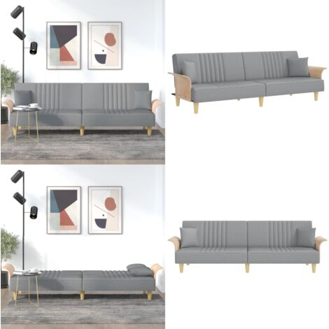 Divano Letto con Braccioli Grigio Chiaro in Tessuto - Divano letto - Letto con braccioli