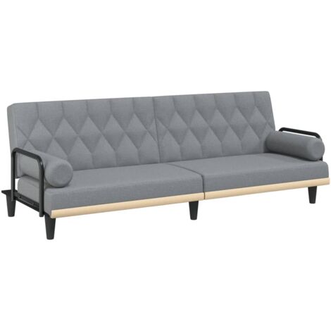 Divano Letto con Braccioli Grigio Chiaro in Tessuto vidaXL