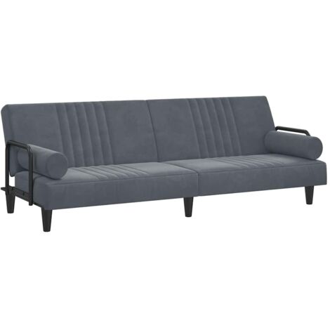 Divano Letto con Braccioli Grigio Scuro in Velluto vidaXL