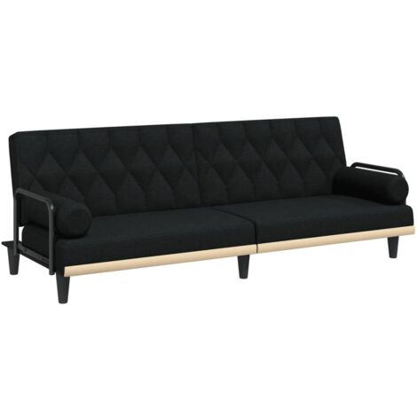 Divano Letto con Braccioli Nero in Tessuto vidaXL