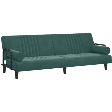 Divano Letto con Braccioli Verde Scuro in Velluto vidaXL