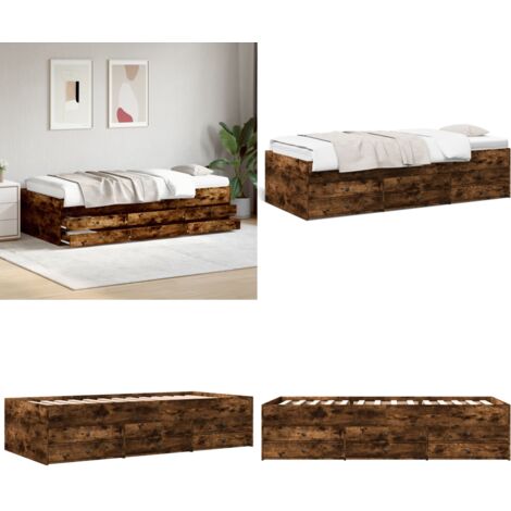 Divano Letto con Cassetti senza Materasso Rovere Fumo 90x190 cm - Letto da giorno - Cassetti