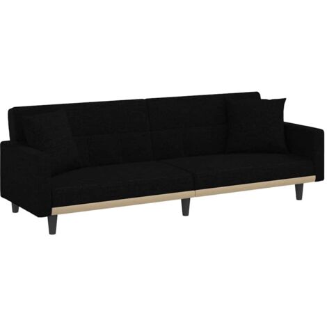 Divano Letto con Cuscini Nero in Tessuto vidaXL