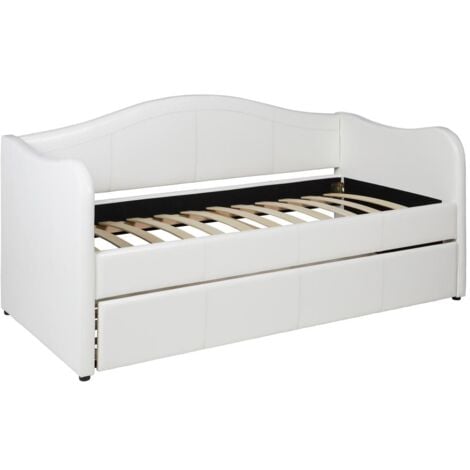 Divano letto con letto estraibile 2 x 90 x 190 cm in Similpelle Bianco - MATHILDE