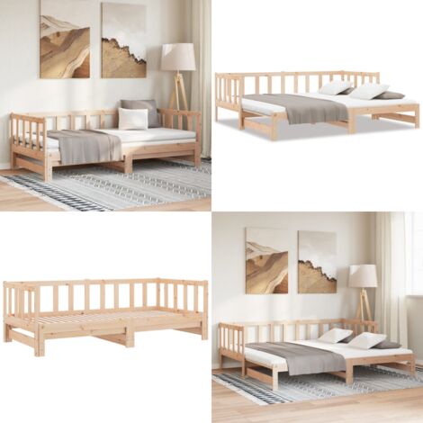Divano Letto con Letto Estraibile 90x200cm Legno Massello Pino - Letto in legno - Letto con materasso