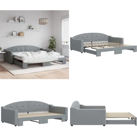 Divano Letto con Letto Estraibile Grigio Chiaro 100x200 Tessuto - Letto estraibile - Salotto