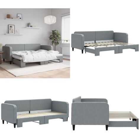Divano Letto con Letto Estraibile Grigio Chiaro 80x200 Tessuto - Letto estraibile - Salotto