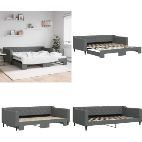 Divano Letto con Letto Estraibile Grigio Scuro 100x200 Tessuto - Letto estraibile - Divano letto 2 in 1