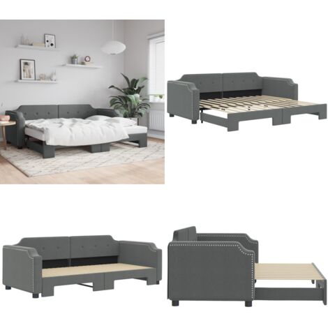 Divano Letto con Letto Estraibile Grigio Scuro 80x200 Tessuto - Letto estraibile - Salotto