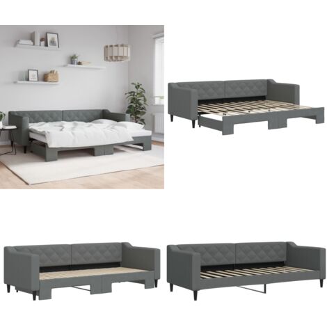 Divano Letto con Letto Estraibile Grigio Scuro 80x200 Tessuto - Letto estraibile - Salotto