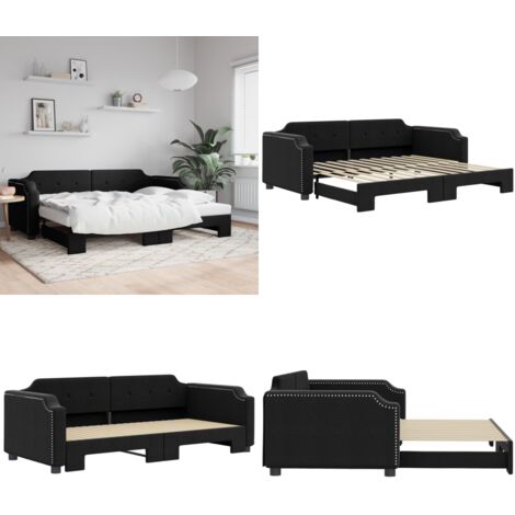 Divano Letto con Letto Estraibile Nero 100x200 cm in Tessuto - Letto estraibile - Letto da giorno