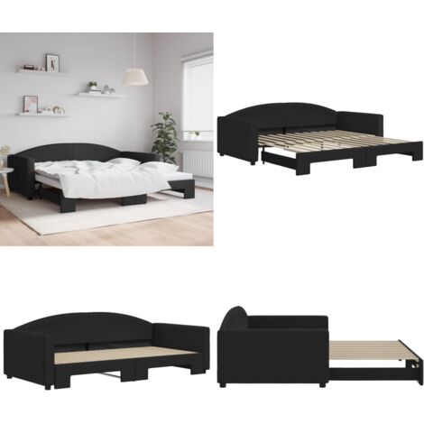 Divano Letto con Letto Estraibile Nero 100x200 cm in Tessuto - Letto estraibile - Salotto