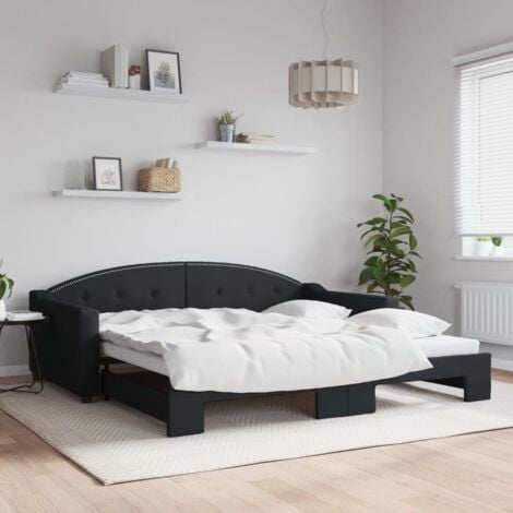Divano Letto con Letto Estraibile Nero 100x200 cm in Tessuto vidaXL 81246