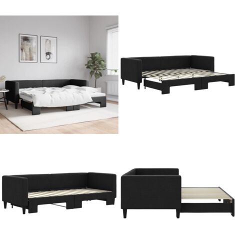 Divano Letto con Letto Estraibile Nero 80x200 Tessuto - Letto estraibile - Letto da giorno
