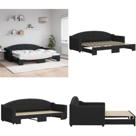 Divano Letto con Letto Estraibile Nero 80x200 Tessuto - Letto estraibile - Letto da giorno