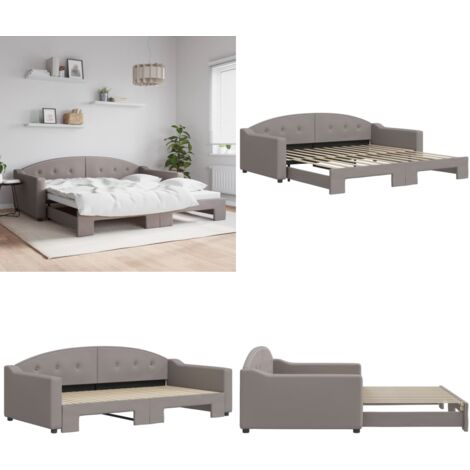 Divano Letto con Letto Estraibile Tortora 100x200 cm in Tessuto - Letto estraibile - Letto da giorno