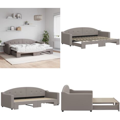 Divano Letto con Letto Estraibile Tortora 80x200 cm Tessuto - Letto estraibile - Letto da giorno