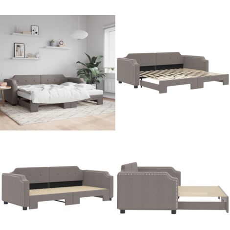 Divano Letto con Letto Estraibile Tortora 90x200 cm in Tessuto - Letto estraibile - Letto da giorno