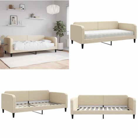 Divano Letto con Materasso Crema 100x200 cm in Tessuto - Materasso in schiuma - Letto da giorno