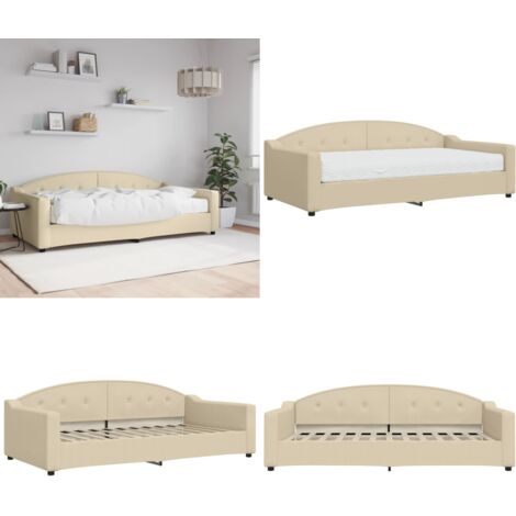 Divano Letto con Materasso Crema 100x200 cm in Tessuto - Materasso in schiuma - Letto da giorno
