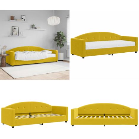 Divano Letto con Materasso Giallo 80x200 cm in Velluto - Materasso in schiuma - Letto da giorno