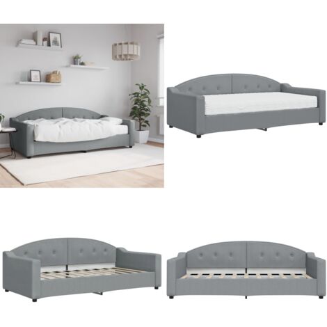 Divano Letto con Materasso Grigio Chiaro 90x190 cm in Tessuto - Materasso in schiuma - Letto da giorno