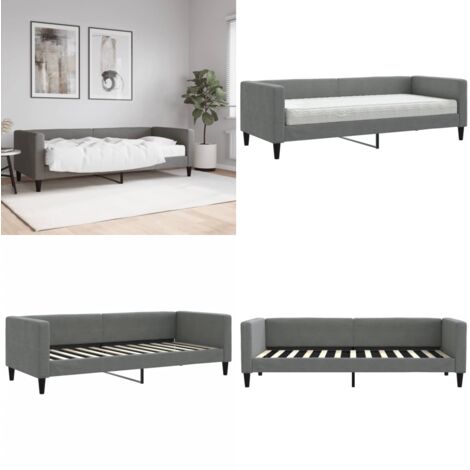 Divano Letto con Materasso Grigio Scuro 80x200 cm in Tessuto - Materasso in schiuma - Letto da giorno