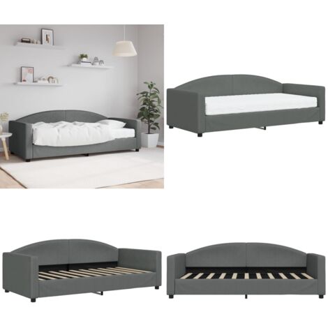 Divano Letto con Materasso Grigio Scuro 90x190 cm in Tessuto - Materasso in schiuma - Letto da giorno
