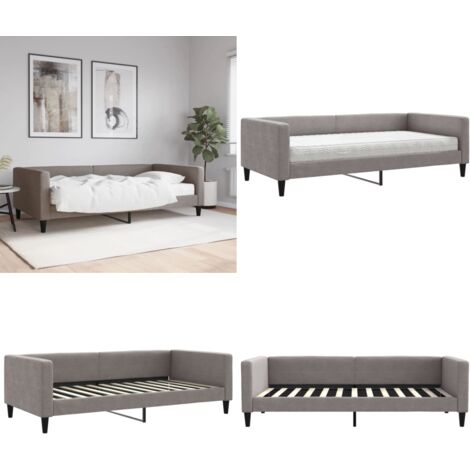 Divano Letto con Materasso Tortora 100x200 cm in Tessuto - Materasso in schiuma - Letto da giorno