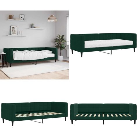 Divano Letto con Materasso Verde Scuro 80x200 cm in Velluto - Materasso in schiuma - Letto da giorno