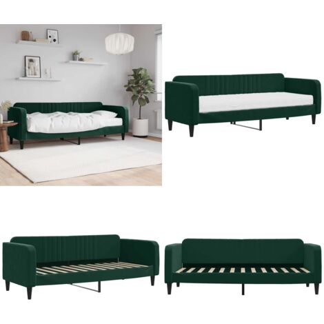 Divano Letto con Materasso Verde Scuro 80x200 cm in Velluto - Materasso in schiuma - Letto da giorno