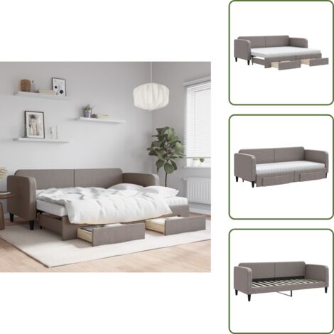 Divano letto con materasso - vidaXL Divano Letto Estraibile con Cassetti Tortora 80x200 cm Tessuto - Letto con ruote
