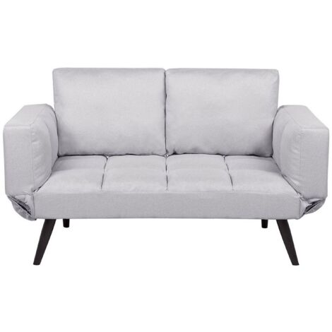 Divano letto con rivestimento grigio chiaro Brekke