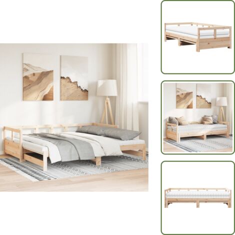 Divano letto con rotelle - vidaXL Divano Letto con Rotelle e Materasso 90x190cm Massello Pino - Letto da giorno
