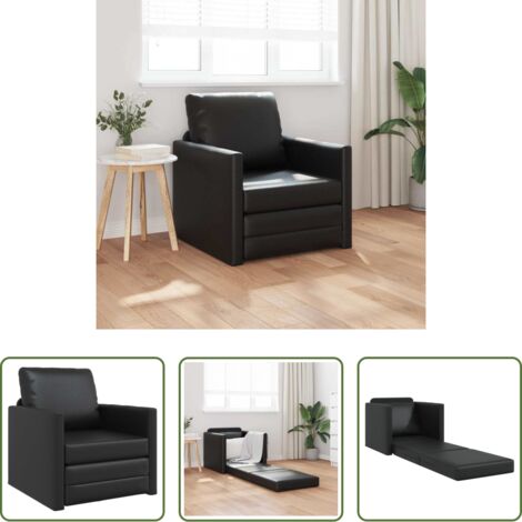 Divano letto convertibile -  Divano letto 60cm Nero Pelle Artificiale