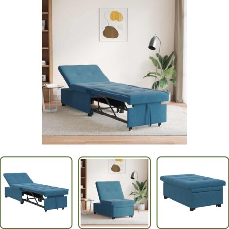 Divano letto convertibile -  Divano letto Blu 194 x 67 x 82 cm Velluto