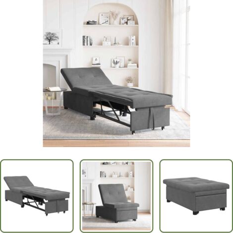 Divano letto convertibile -  Divano Letto Estraibile Grigio scuro 194 x 67 x 82 cm