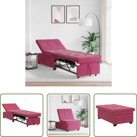 Divano letto convertibile -  Divano letto Rosso Vino 194 x 67 x 82 cm Velluto