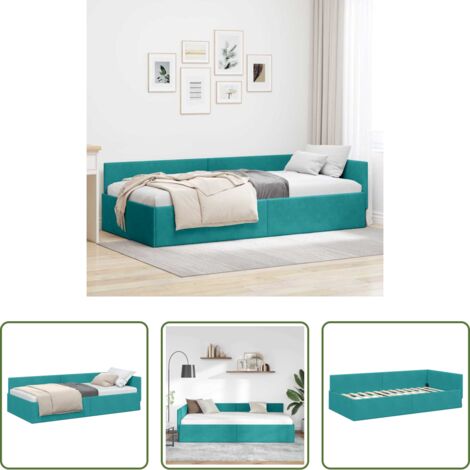 Divano letto -  Cornice del letto ad angolo Turchese 100 cm x 200 cm
