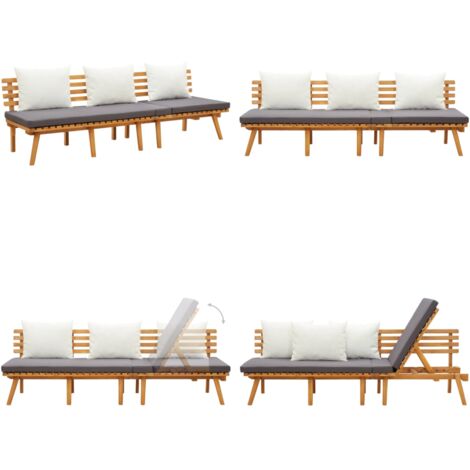 Divano Letto da Giardino 200x65 cm in Legno Massello di Acacia - Lettino da giardino - Divano in legno