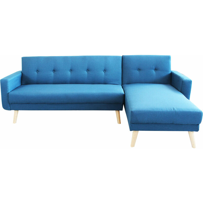 Divano letto da interno con struttura in acciaio e legno con penisola Easy Life - DarkSlateBlue