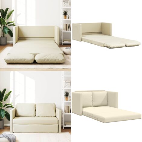 Divano Letto da Terra 2 in 1 Crema 112x174x55 cm Similpelle - Divano da terra - Letto da terra