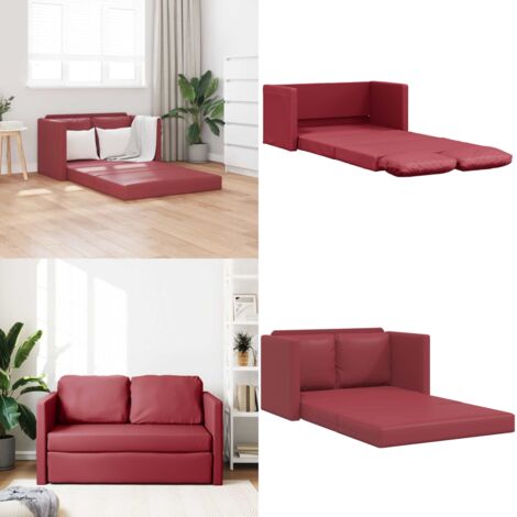Divano Letto da Terra 2 in 1 Rosso Vino 112x174x55cm Similpelle - Divano da terra - Letto da terra