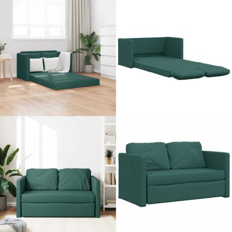 Divano Letto da Terra 2 in 1 Verde Scuro 112x174x55 cm Tessuto - Divano da terra - Letto da terra