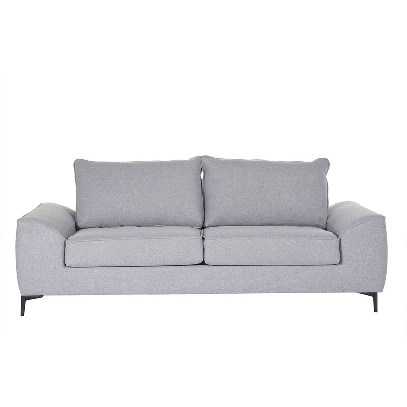 Divano letto design 3 posti in tessuto grigio e metallo nero gael